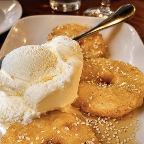 Fried dough with ice cream at Cook Art