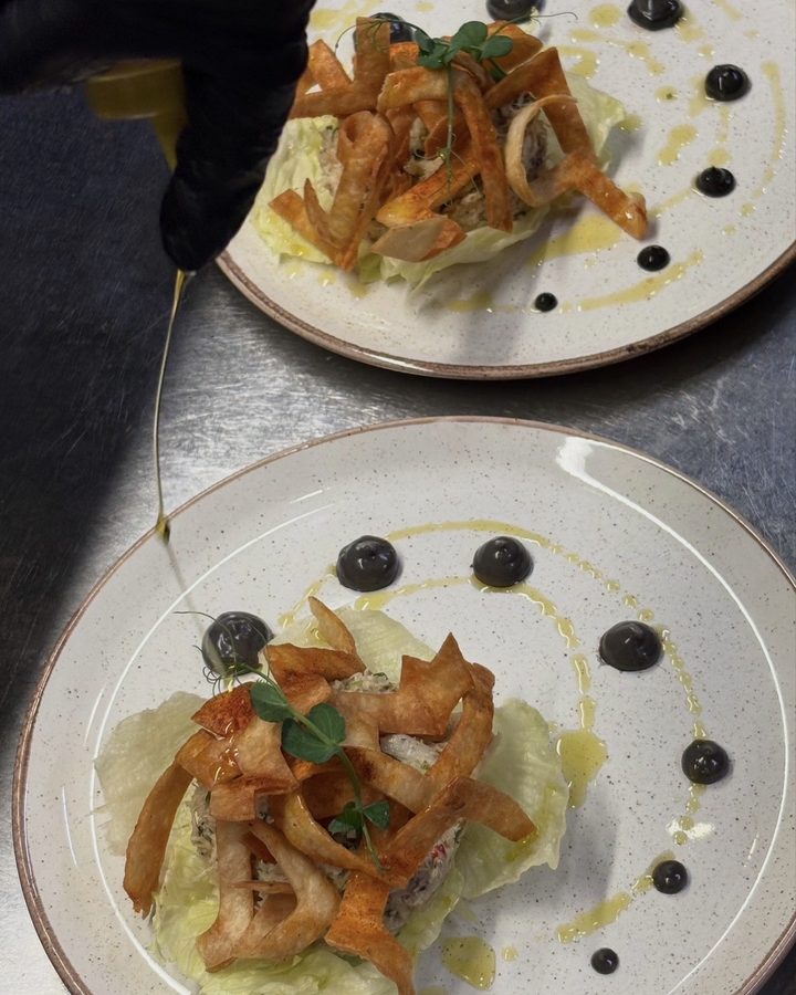 Plating at Varkoules seafood restaurant